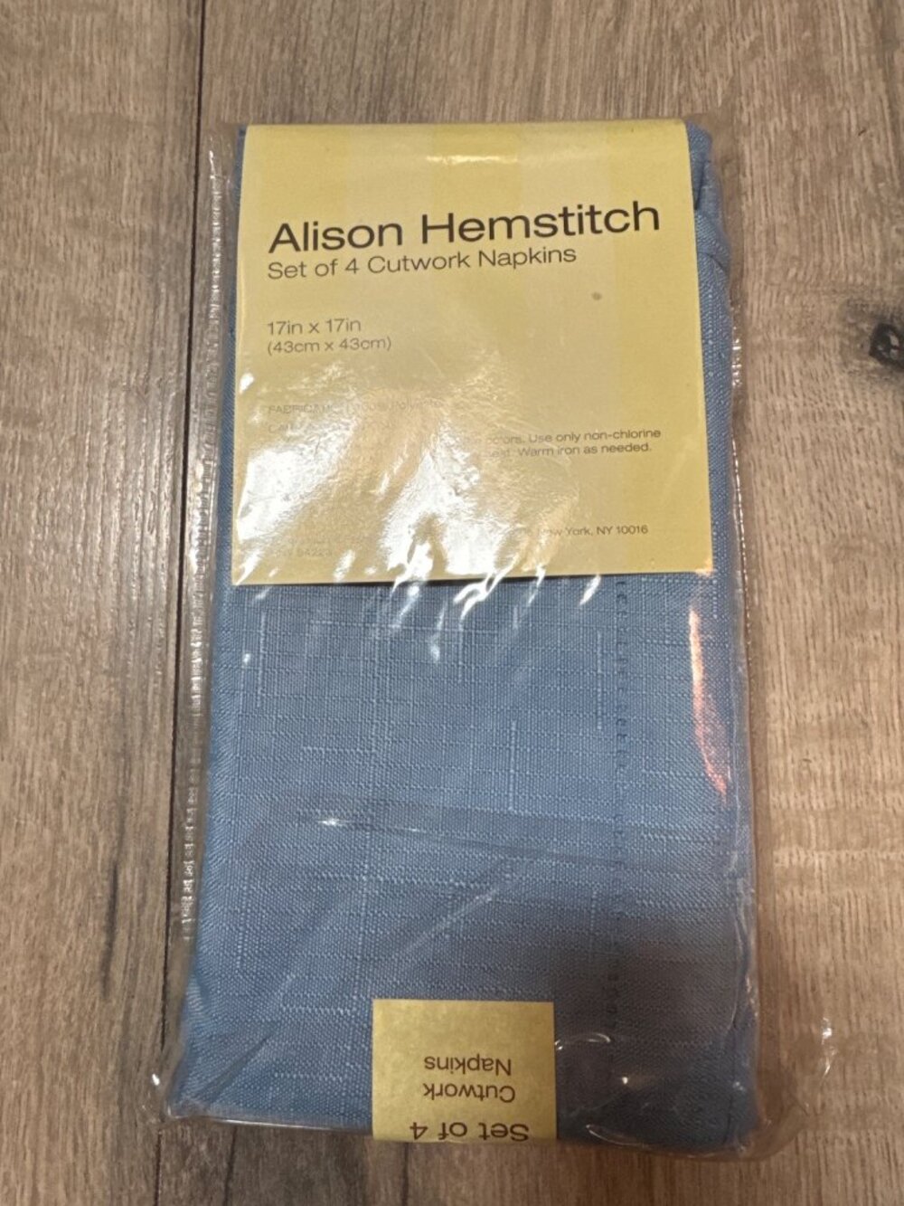 Alison Hemstitch Set Of 4 Blue Cutwork Napkins 17x17 Inches Polyester Machine Wa